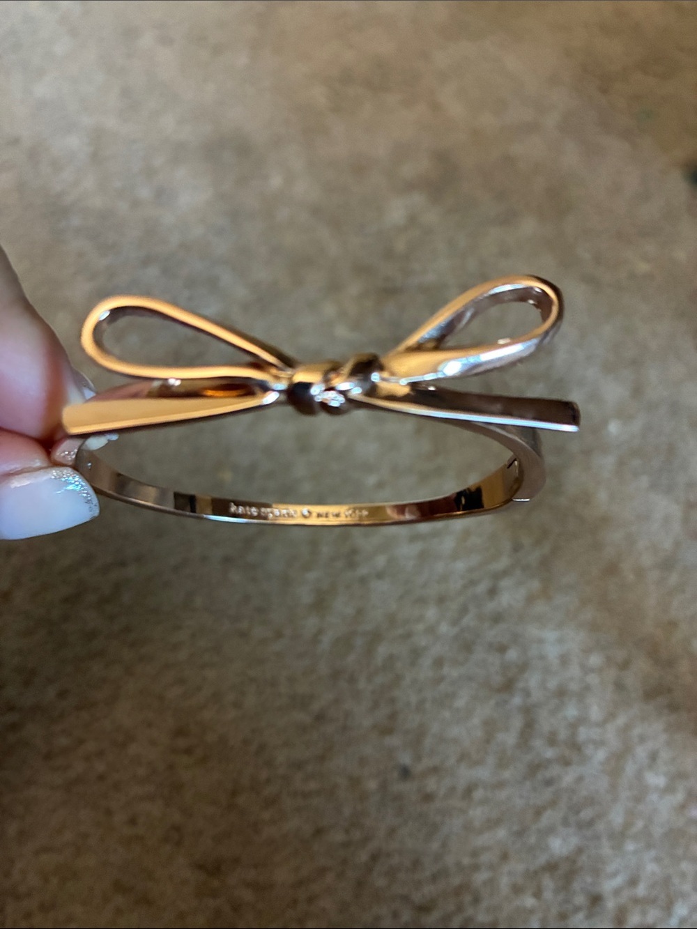 Kate Spade Rose Gold Skinny Mini Bow Bangle